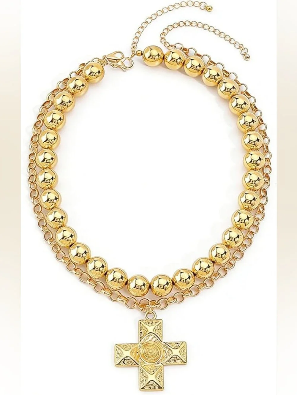 Chunky Cross Choker Necklace Layered